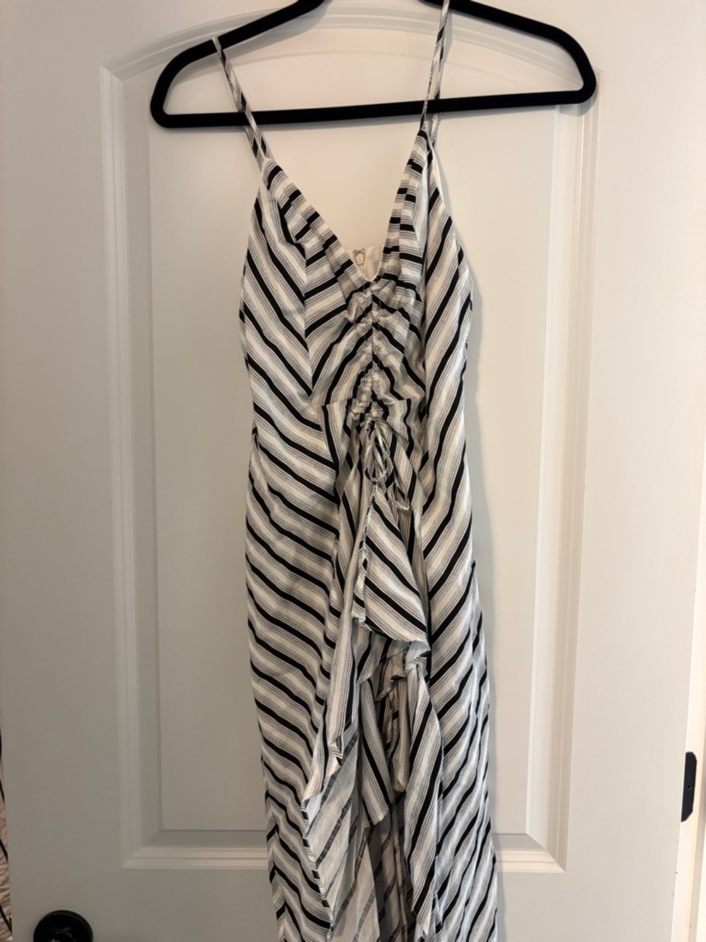 Lush Black and White Striped High-Low Dress